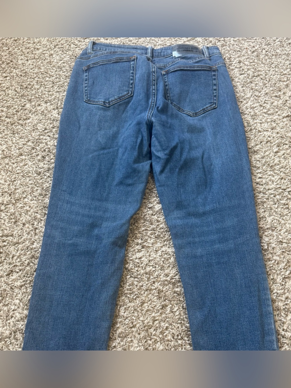 Monkey Ride Original Vintage Women's Distressed Blue Straight-Leg Jeans - Picture 2 of 6